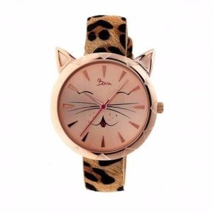 ❤️Rose Gold Cat Watchw/Calf hair Leopard print